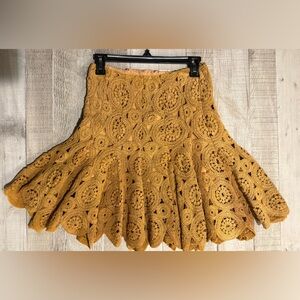 Elegant Mustard Crochet Skirt